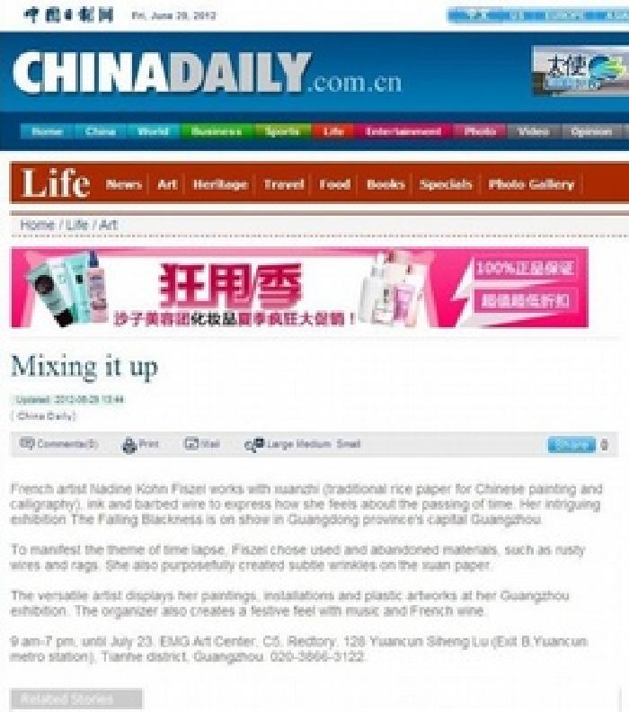 More than 50 medias reported the exhibition, i ncluding news papers,magazines and websites:      <br />-《中国日报China Daily》：http://www.chinadaily.com.cn/life/2012     